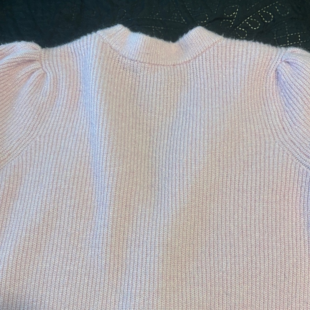 On 34th Elegant Light Pink Puff Sleeve Sparkle Button-Up Cardigan - Picture 13 of 13
